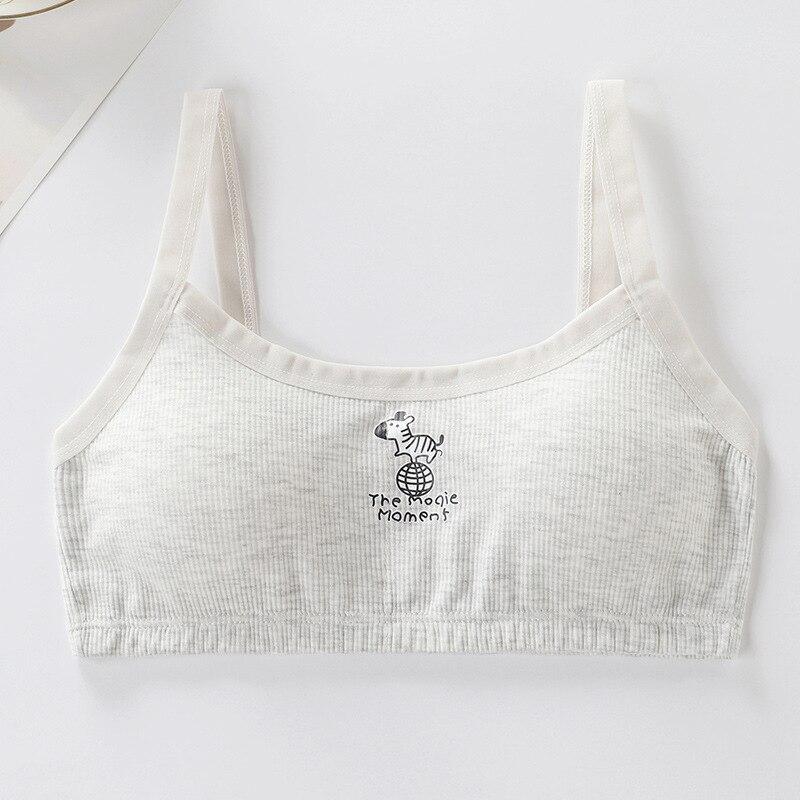 5 Color Girl Sport Bra Fitness Gym Kids Bra Without Steel Rim Puberty Teens Vest Thin Strap Underwear Training Bra: Gray