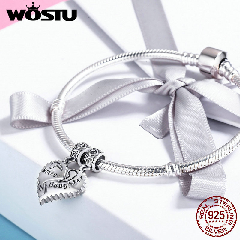 WOSTU Neue 100% 925 Sterling Silber murmeln & Tochter Liebe Für Immer Baumeln Korn passen Original WST charme Armbinde Anhänger CQC427