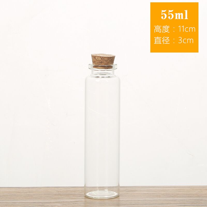 10 stks/partij 30*110mm 55 ml Glazen Flessen Met Kurk Hout Transparante Glazen Fles Potten Flesjes Helder Drift fles Opslag Container