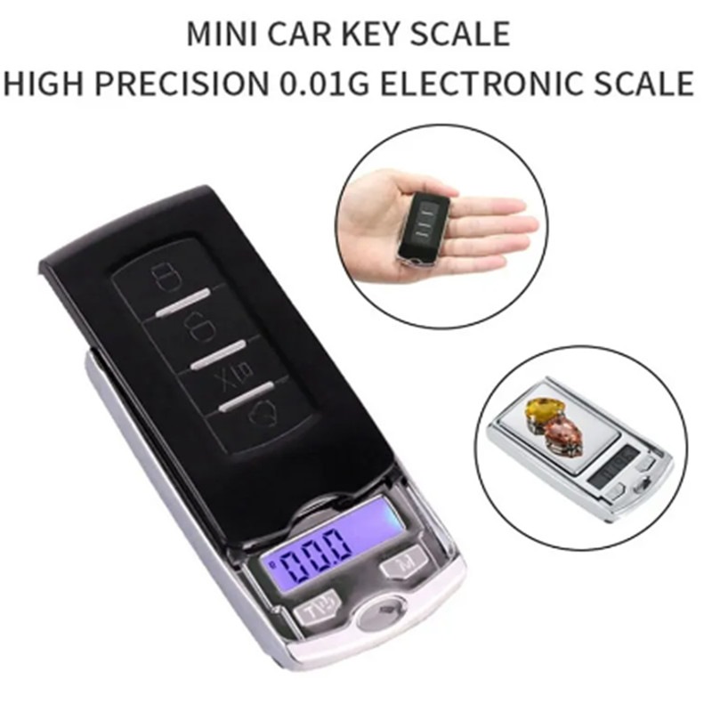 1 Uds 200g/100g 0,01g precisión portátil forma de llave de coche Mini balanza electrónica de bolsillo Digital con pantalla LCD