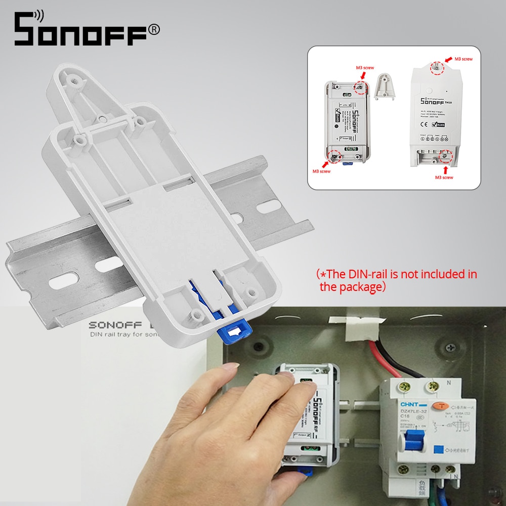 SONOFF DR DIN Tray Rail Case Holder Mounted Adjustable work with SONOFF Basic/RF/TH10/TH16/POW/DUAL/POW R2 Smart Home Automation