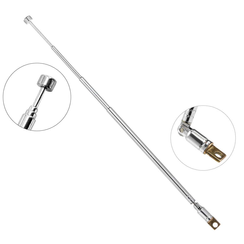 Telescopic FM Radio Antenna 4 Sections Chromium-plating Copper Antenna 360° Rotatable AM FM Radio Universal Antenna 45-450MHZ