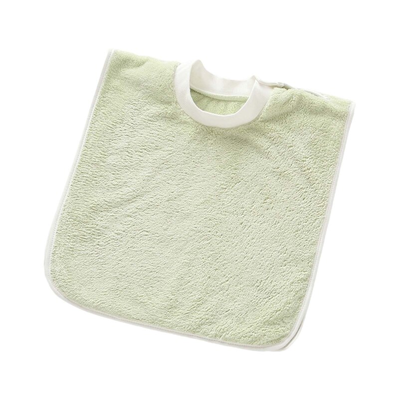 Zacht Koraal Fleece Baby Bib Tandenborstel Handdoek Voeden Burp Doek Drukknoop Speeksel Handdoek Schort Voor 1-5 Jaar oude: light green