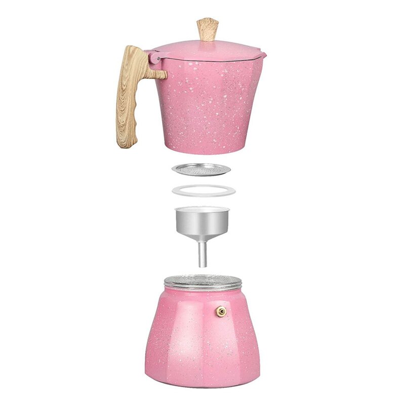 Latte mocka kaffebryggare italiensk moka espresso cafeteira percolator kruka spishäll kaffebryggare 300ml rosa