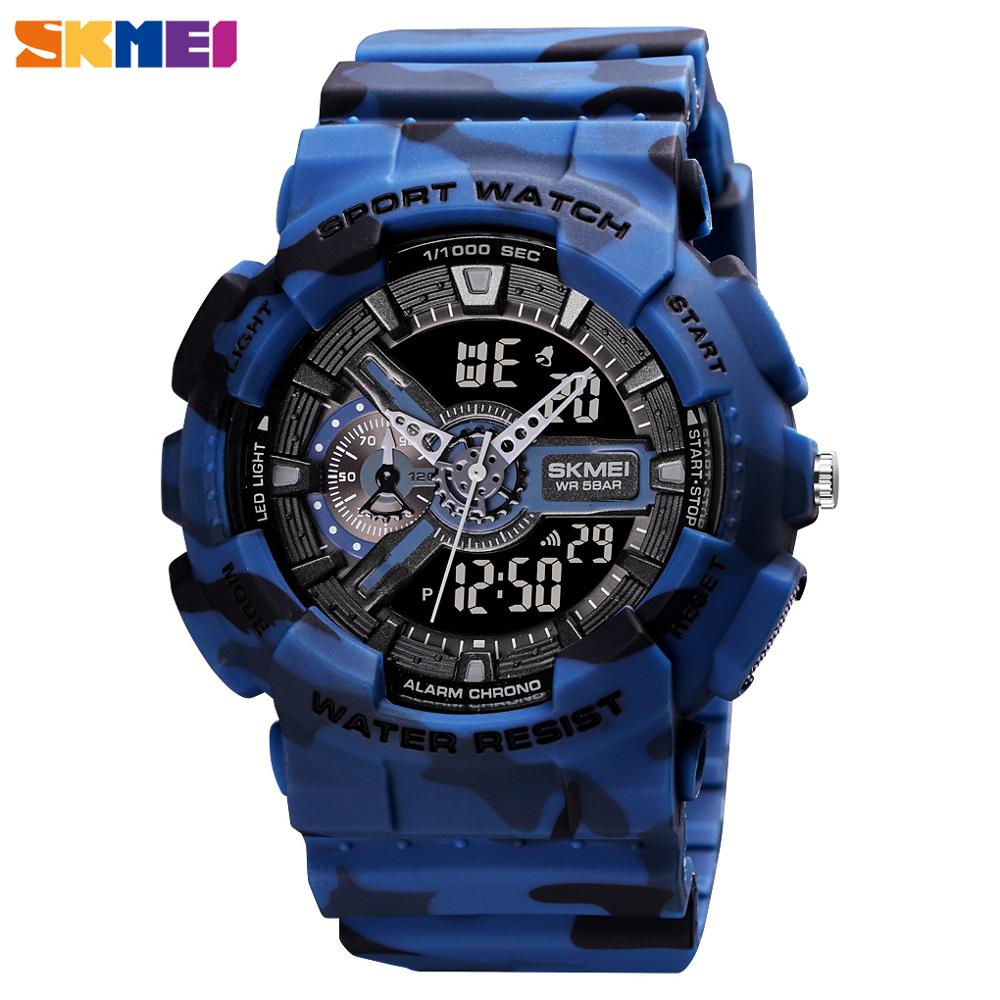 Skmei Digitale Horloge Schokbestendig Elektronische Polshorloge Heren Luxe Lichtgevende Wekker 50M Waterdicht Uur Vrouwen Horloges: camouflage blue