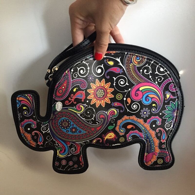 Gsenmo elefant kvinner lær håndveske søt clutch vintage telefonveske armbånd dameveske elefant lommebok