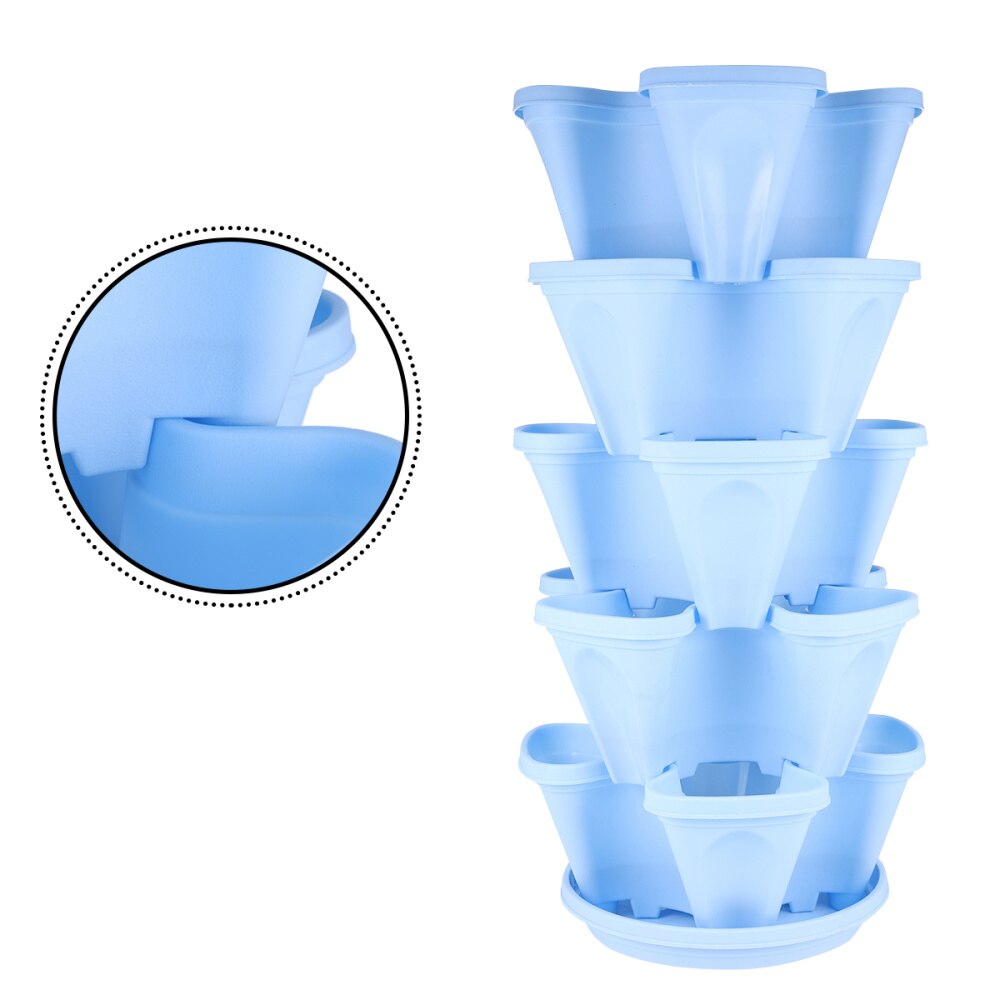 1 Set of 6pcs Flowepot Multilayer Stacking Cultivation Pot Vegetable Melon Fruit Strawberry Planting Pot - 1pc Tray and 5pcs Pot