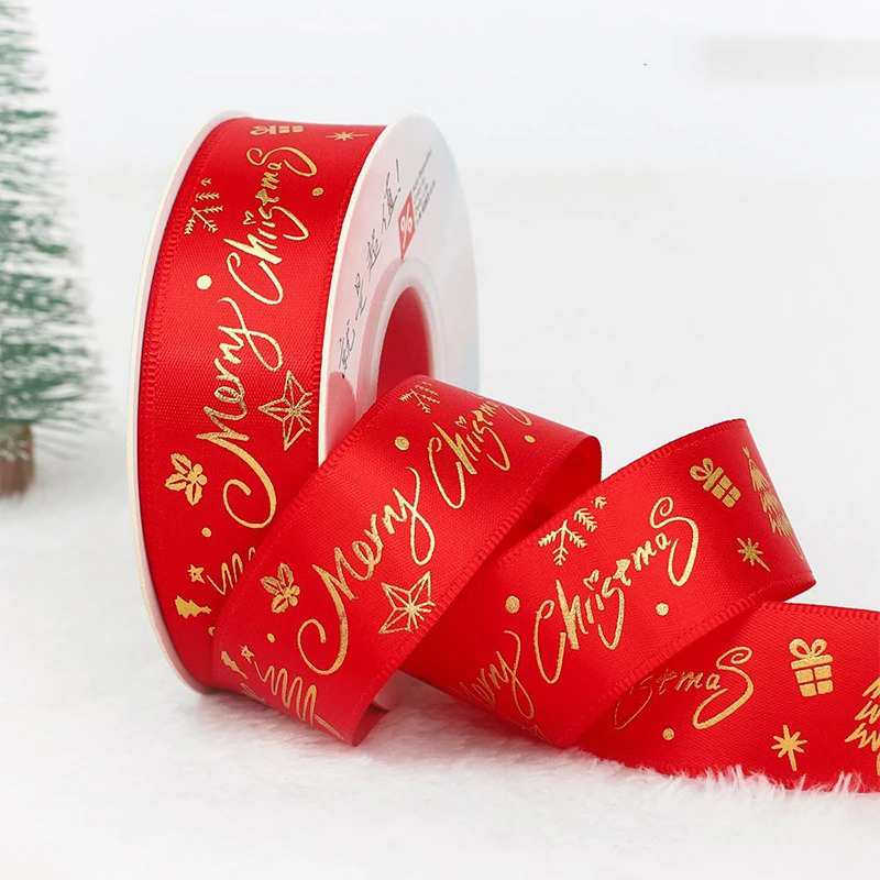 5M Weihnachtsdekoration Weihnachtsband Weihnachtsbaum Ornament für Wohnkultur Neujahr handgemachte DIY Geschenkverpackung Kasten Zubehör: Gelb