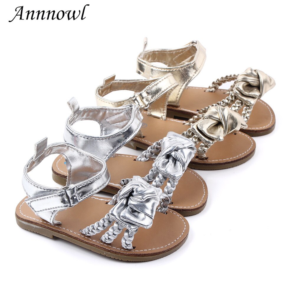 Kleinkind Baby Mädchen Sandalen Sommer Schuhe Gummi Sohle Bogen Neugeborenen Schuhe Gold Silber Kleinkind Wohnungen für 1 Jahr alt