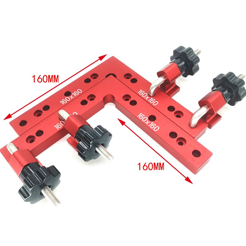 90 Degrees L-Shaped Auxiliary Fixture Woodworking Aluminum Square Right Angle Clamping Positioning Panel Fixing Clips Tools: 160mm