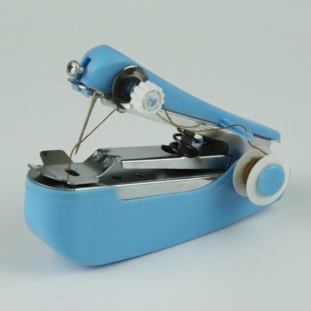 1pc bærbare mini manuelle symaskiner enkel betjening syværktøj syning stof stof praktisk håndarbejde værktøj holdbart hjem: Blå