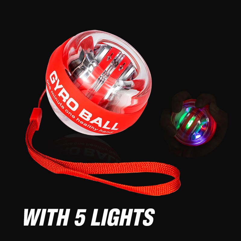 Regenboog Led Self Start Power Ball Gyro Mute Metalen 100Kg Spier Pols Kracht Trainer Ontspannen Gyroscoop Powerball Gym Exerciser: Red with light
