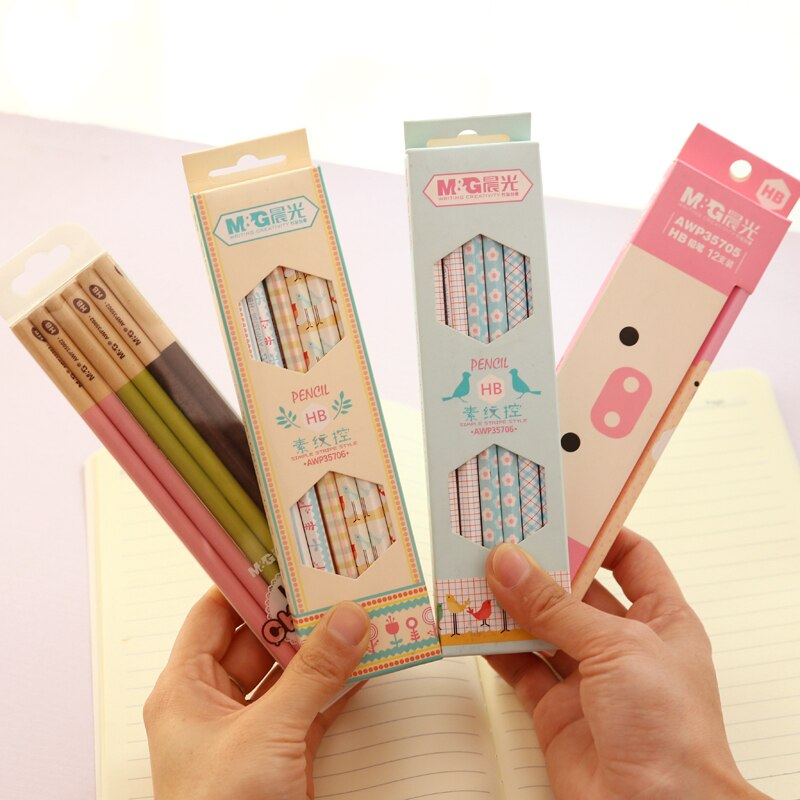 Lápices de madera HB para oficina y escuela, lápiz de dibujo estándar, material de escritorio escolar infantil, 12 unidades, F868