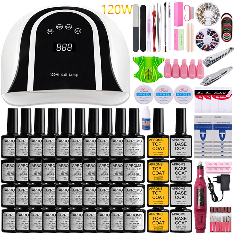 Manicure set nail kit 40/30/20/10 nail gel polish nail set electric nail drill machine pro uv led nail lamp dryer nail salon kit