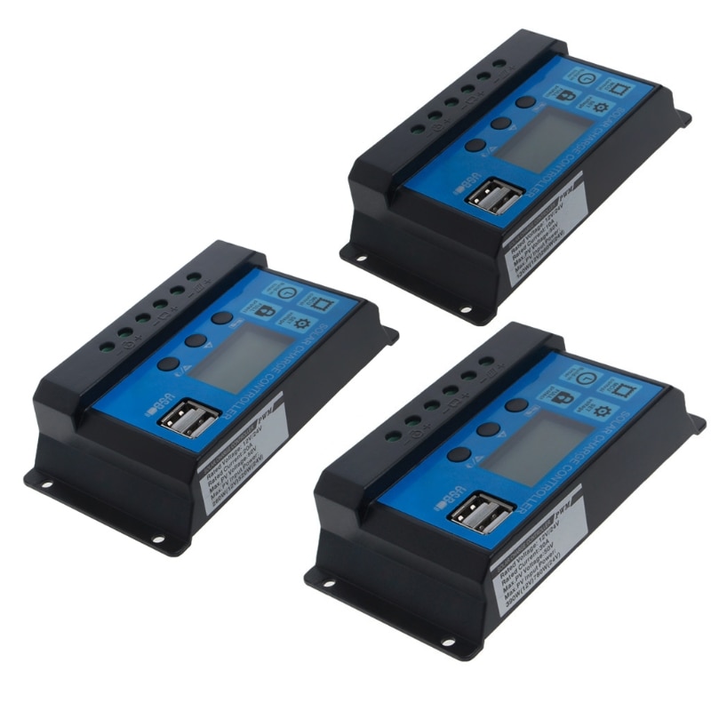 Pwm 10/20/30a dubbel usb solpanel batteriregulator laddregulator 12/24v lcd