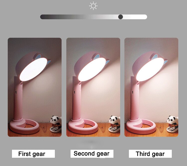 AiLESEN Cute Cat Ears Makeup Mirror And Table Desktop Lamp Third gear light adjustable Multi-function makeup mirror