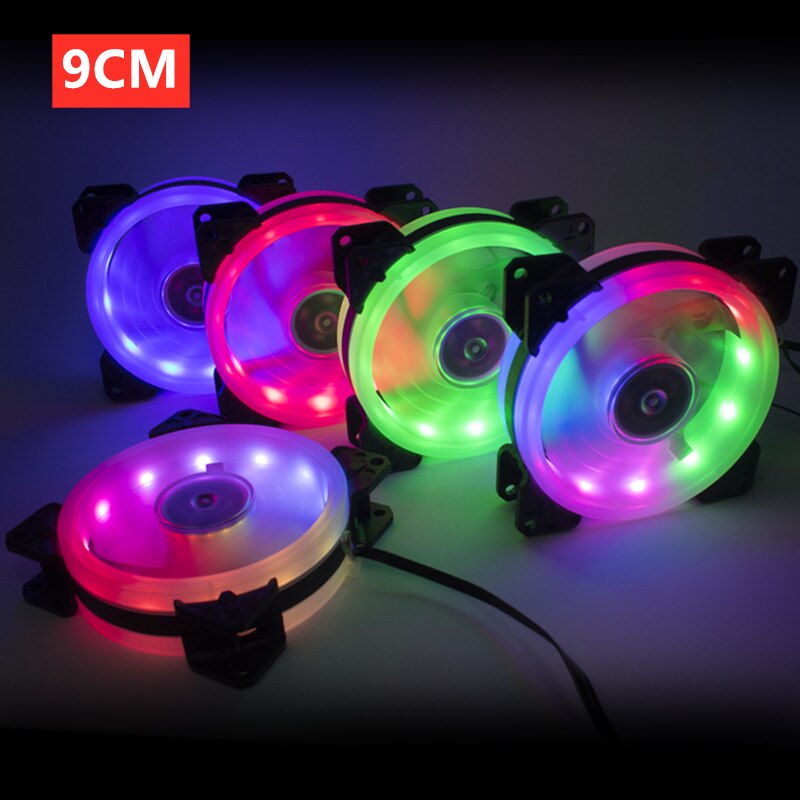 Ventilador de carcasa de ordenador, Enfriador de PC silencioso, RGB, LED, PWM, 4 pines, 9CM/12CM, 90MM / 120MM