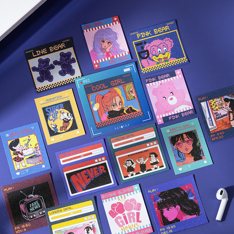 30PCS Pink Neon Border Series Stickers DIY Scrapbook Collage Phone Diary Album Happy Plan Seal Decoration