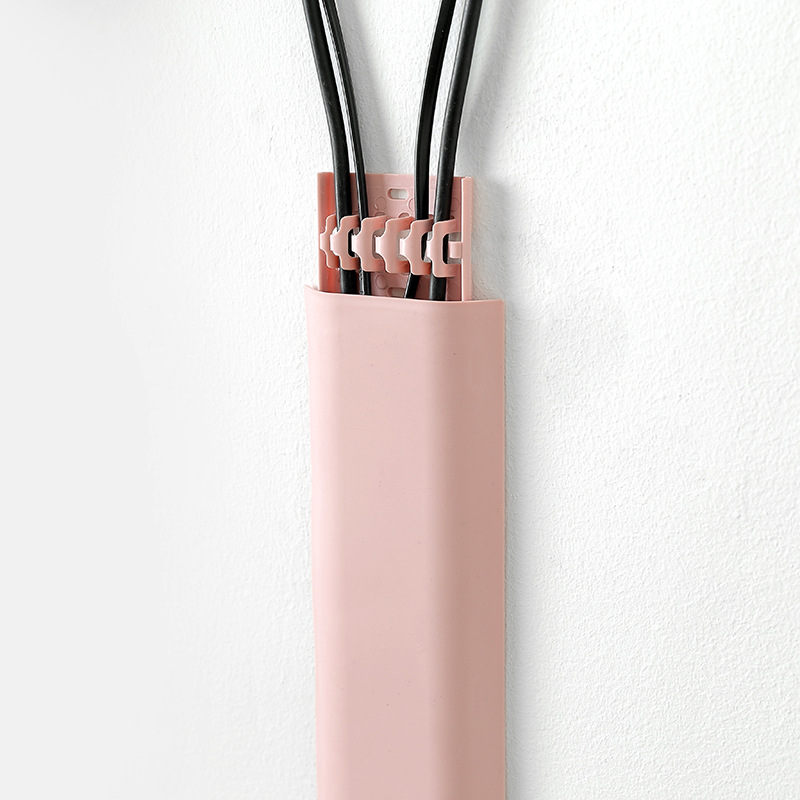 Wall Network Cable Routing Device Tv Cable Cover Trough Invisible Shielding Power Wire Cover Nail Free Wire Storage Organizer: Pink