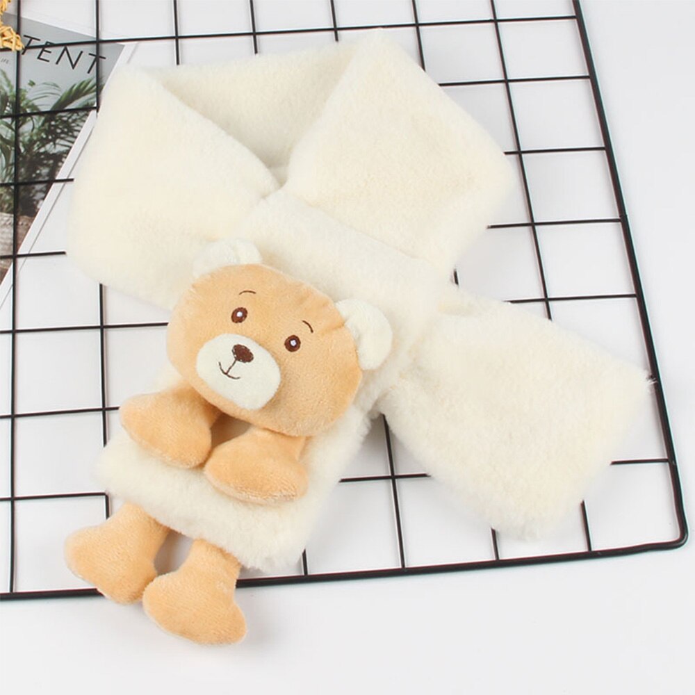Winter schattige kindersjaal jongens meisjes sjaals baby imitatie konijnenbont kraag sjaal met cartoon beer nekwarmers: 7