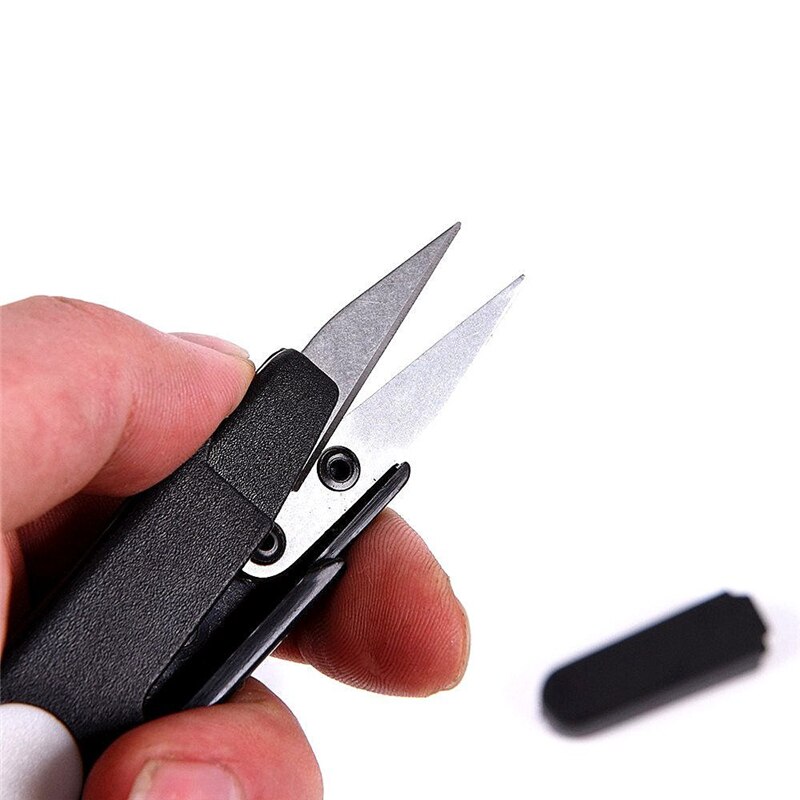 1 Pcs Plastic Handle Safety Cover Sewing Scissors Thread Embroidery Cross-stitch Cutter Cutter U Shape Scissor DIY Supplies Tool