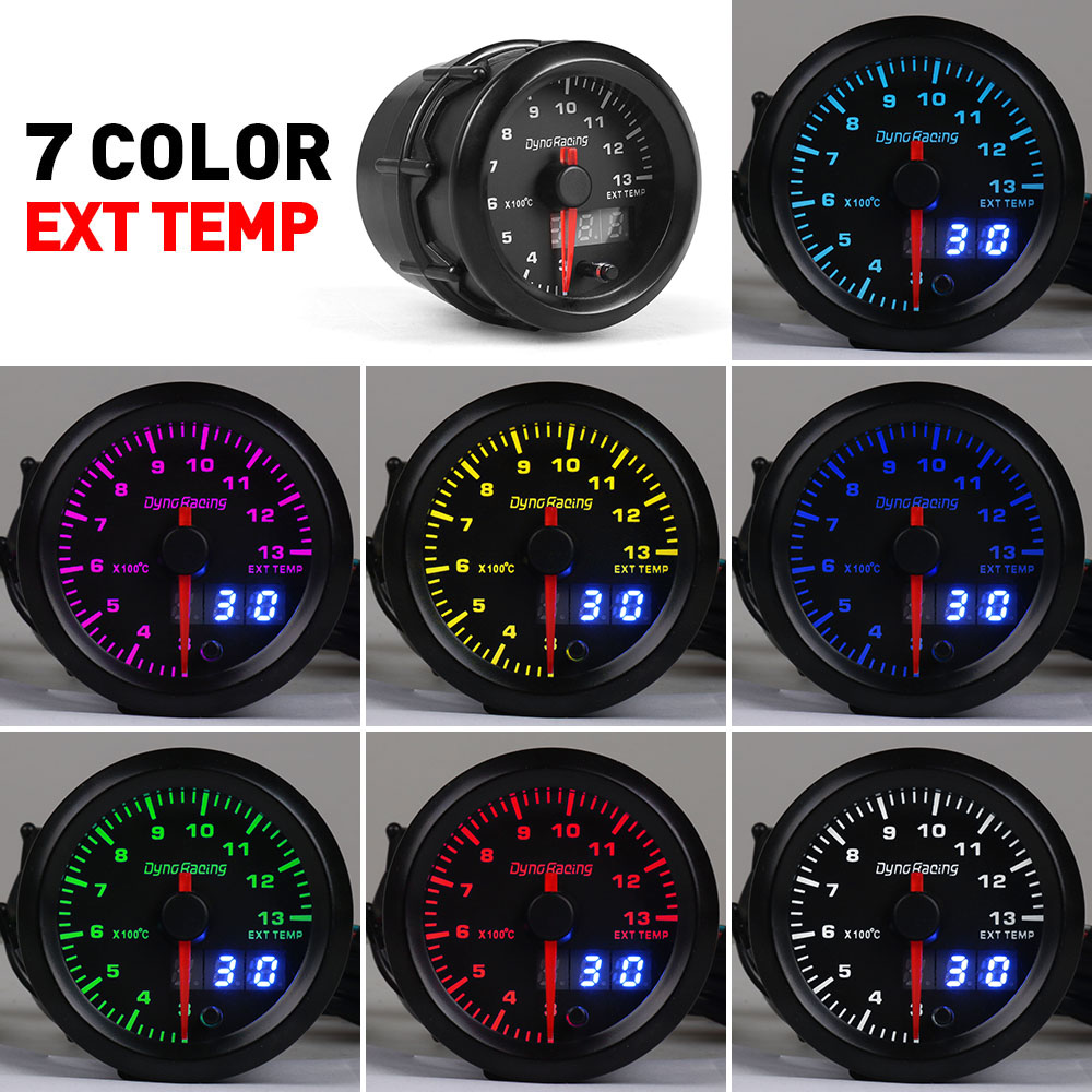 Dynoracing Dual Display 52MM 7 Colors Exhaust Gas Temp Gauge 300-1300 Celsius EGT EXT Gauge with stepper motor