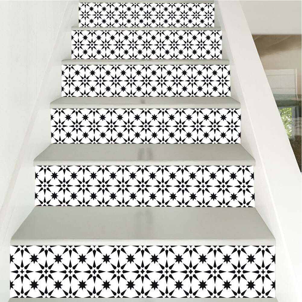6 stk / sæt trappe stiger gulv klistermærke selvklæbende diy trappe vandtæt mærkat trappe hjem indretning 18 x 100cm: Default Title