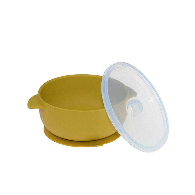 Baby Feeding Bowl Silicone Tableware for Kids Suction Bowl Baby Plate BPA Free Silicone Kids Toddler Assist: Mustard