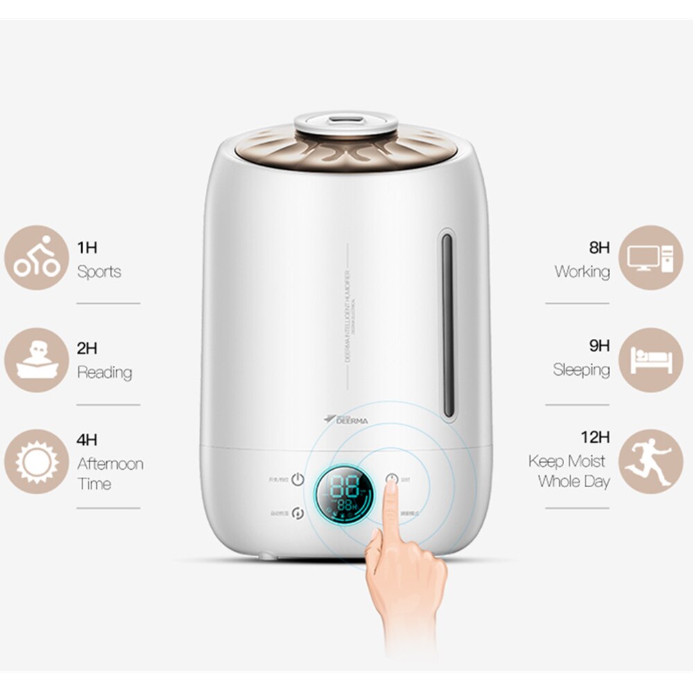 Deerma DEM-F500 Air Humidifier Ultrasonic 5L Quiet Aroma Mist Maker Led Touch Screen Timing Function Home Water Diffuser