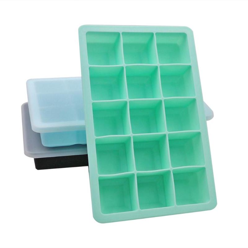 15 Grids Silicone Ice Cube Maker Form For Ice Candy Cake Pudding Chocolate Molds Easy-Release Square Shape Ice Cube Trays Molds