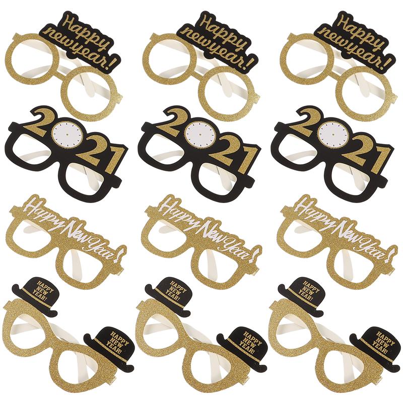 12pcs Photo Props Eye-catching Paper Picture Shooting Props Selfie Props Photo Props for Home Happy Year Party Indoor