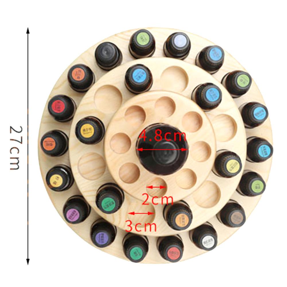 39 Slots Three Layers Essential Oil Storage Box Circle Wooden Case Aromatherapy Organizer Solid Wood Display Stand