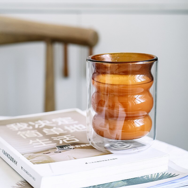 Dobbelt spiralglass høytemperaturbestandig farge kaffekopp melk te juice kopp frokost melk kopp drikke kopp