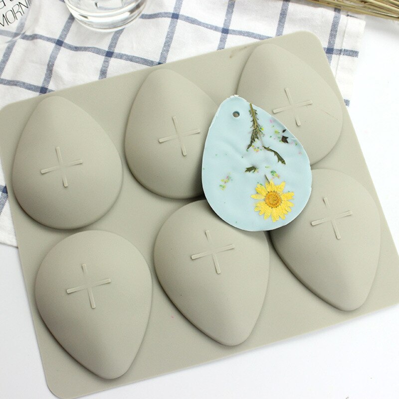 26x22cm Wax Tablet Silicone Mold DIY Handmade Candle Molds for Plaster Soap 6 Linked Aromatherapy Gypsum Water Drops Form