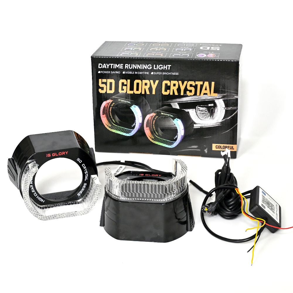 2,5 "3" coche 5D cristal Led Ojos de Ángel 12V anillos de Halo para lente de proyector Bi Led luz LED luces de señal de giro DRL accesorios de coche