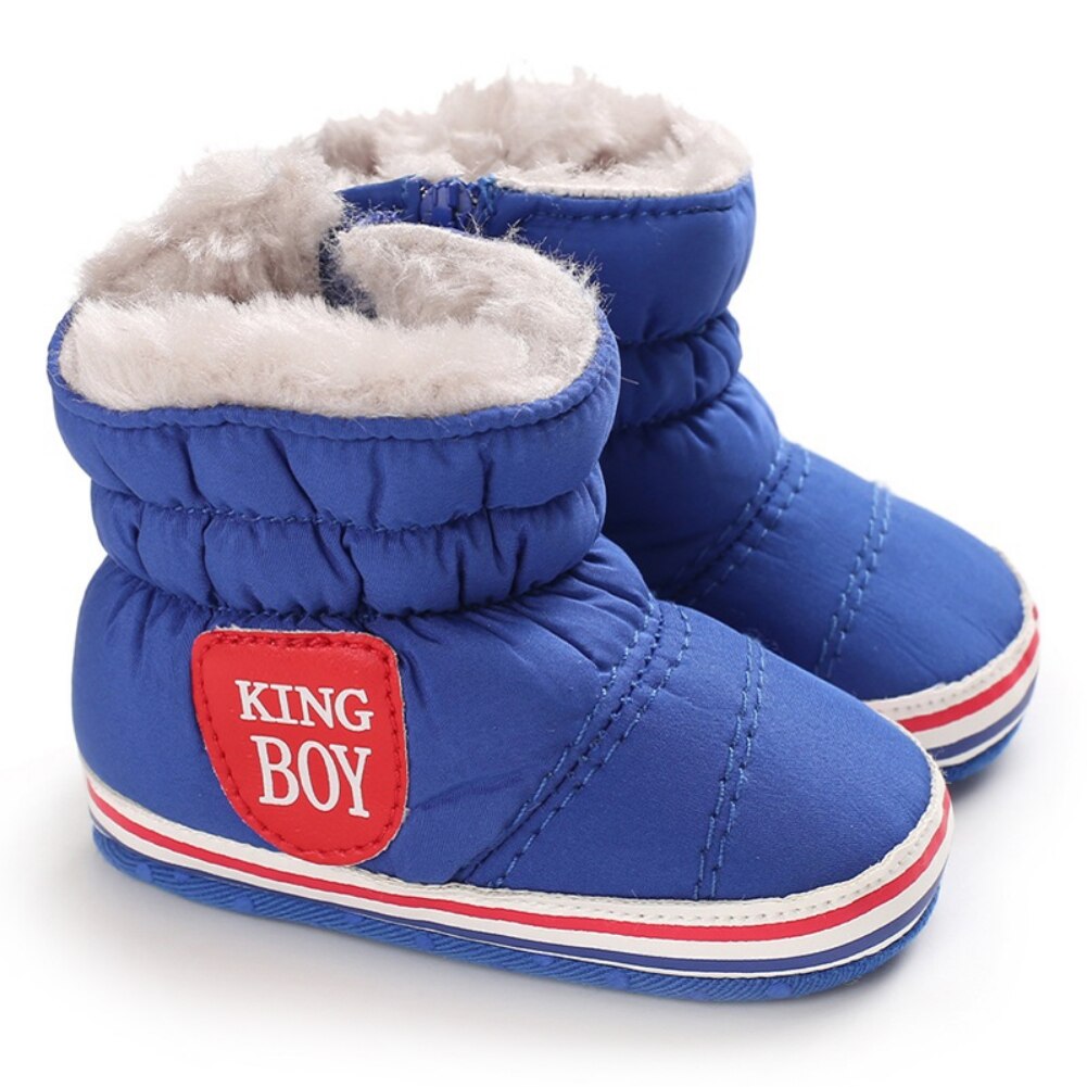 Winter Säuglings Schnee Stiefel 0-18M Baby Junge Mädchen Weiche Sohle funkeln Reißverschluss Erste Gehhilfe Plüsch Gefüttert Schuhe Vlies Stiefel: L / 7-12 Monate