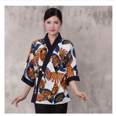Japanese restaurant uniforms Woman Waitress uniform Kimono Tops Chef: Multi / XL