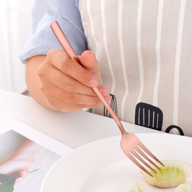 Stainless Steel Long Handle Dinner Fork 9 Colors Rainbow Fork Kitchen Hotel Supplies Restaurant Tableware Fork