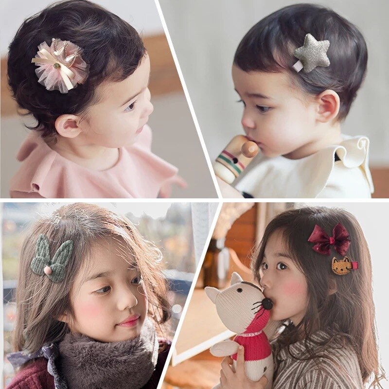 18 stuks/doos baby haaraccessoires set kinderen schattige stoffen strik bloem haarspelden haarspeldjes haarclips meisjes hoofdtooi