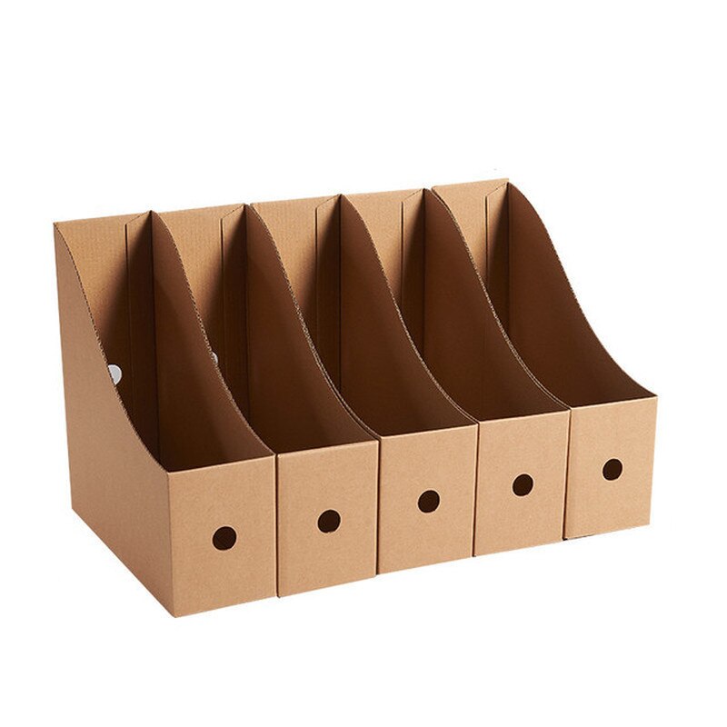 Kraft Paper File Holder Stationery Organizer Box Book Stand DIY Foldable Magazine Rack Simple Paperwork Document Storage Box 1pc