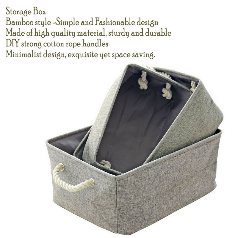Home Storage or Organization Modern Storage Bin Basket Box Linen Fabric Organizer Drawer Container Household Shelf