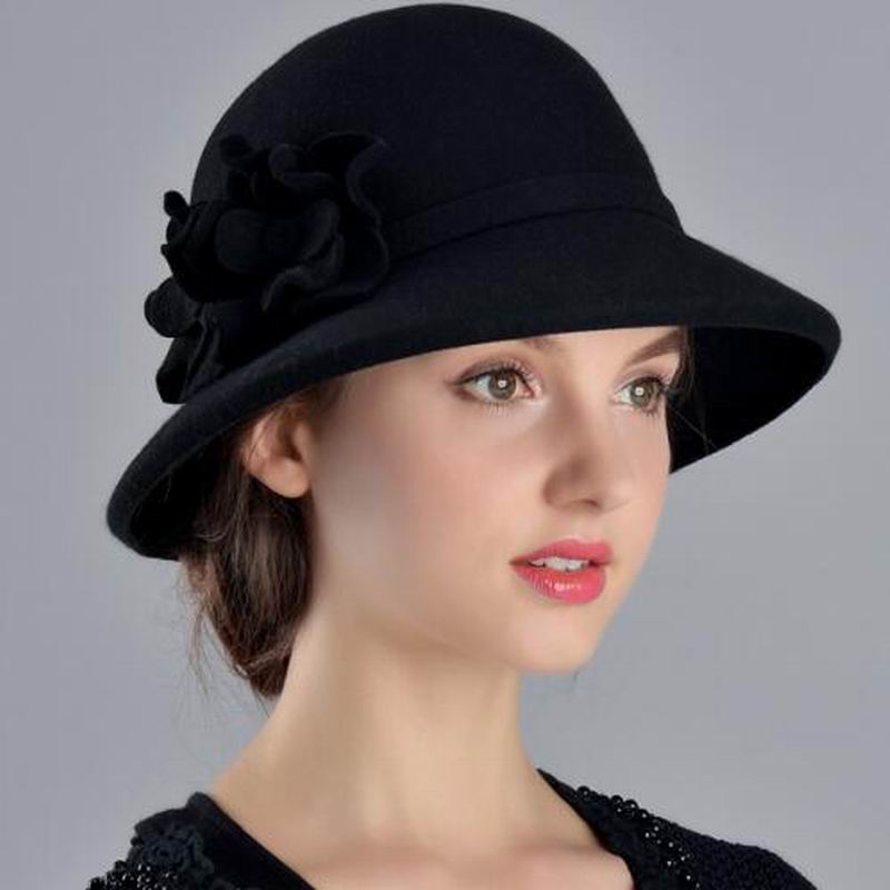 Sombrero de mujer Otoño Invierno gorras de lana mantener elegantes gorros de señora a la estilo inglés Fedoras