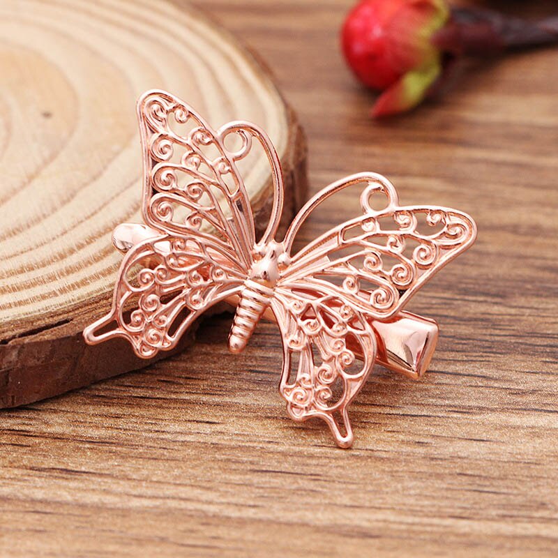 Mibrow 10Pcs 36*26Mm Rose Goud Zilver Kleur Vlinder Haar Haarspeldjes Voor Vrouwen Bruiloft Haarspelden Sieraden maken Accessoires: Rose Gold