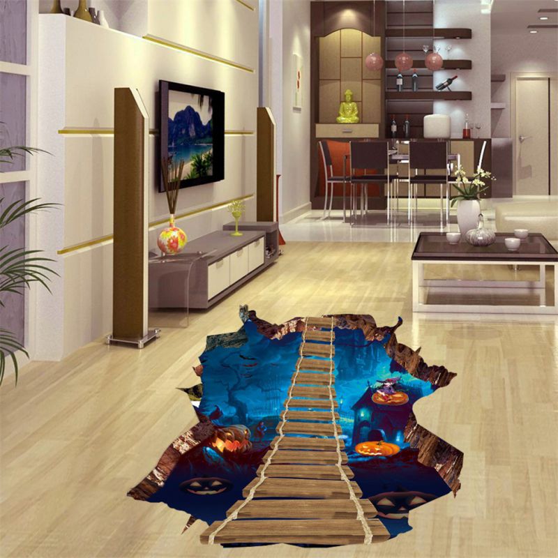 Halloween Vloer Muursticker 3D Pvc Vision Pompoen Trappen Waterdichte Vloer Muursticker Home Decor