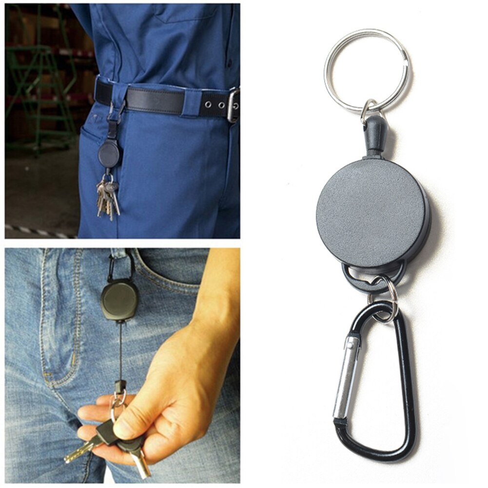 Anti-Lost Telescopic Key Chain Anti-Theft Nylon Rope Buckle Keyring Outdoor Carabiner Telescopic Keychain