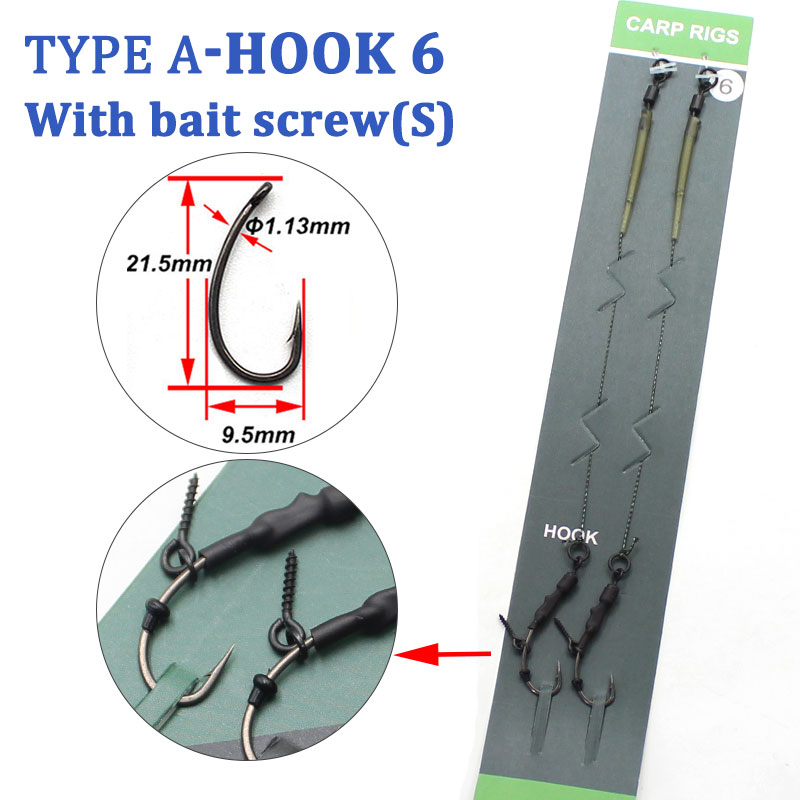 Carp Fishing Accessories Ready Tied Ronnie Carp Rigs Quick Change Hooklink Carp Fishing Hook Line For Carp Fishing End Tackle: Type A-6