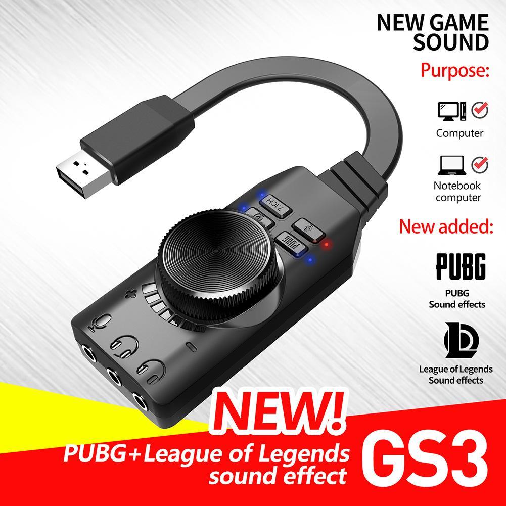 Audio Jack Cable Mute Switch Volume Adjustment Adapter GS3 7.1 Channel Sound Card External USB Audio 3.5mm Headset Stereo