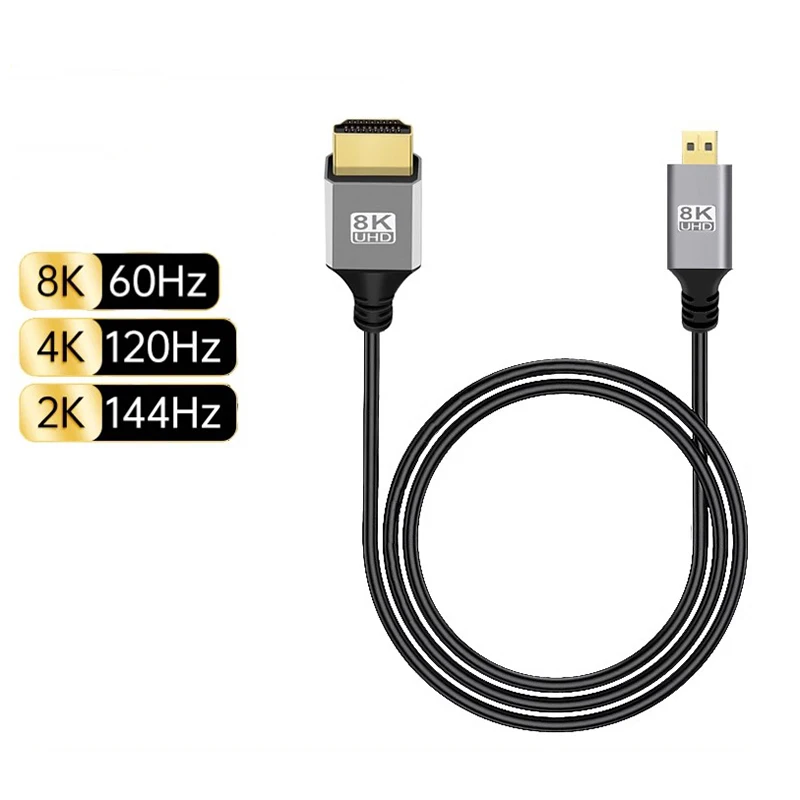 0,5M 1M 8K UHD-kabel omhoog/omlaag/links/rechts hoek HDMI-compatibel Mini Micro HD-scherm Dun snoer voor laptop PC Camera Monitor HDTV: Khaki / 1m