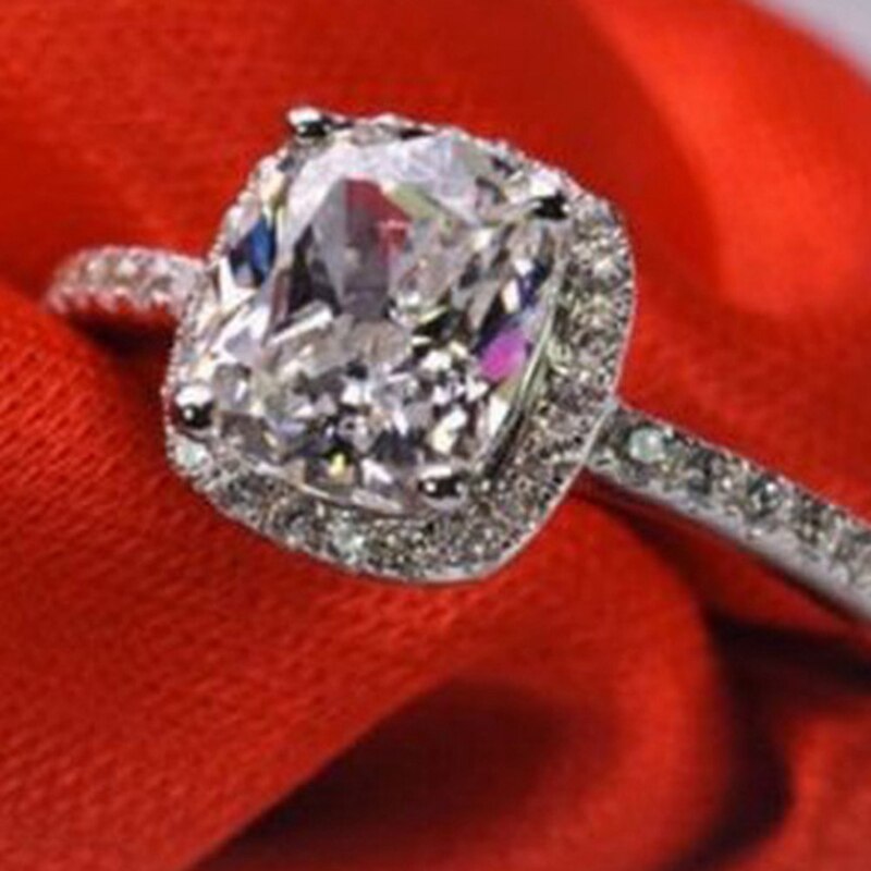 Runde Zirkon Ring Reibungslos Gepflasterte Frauen Finger Ring Echt Weiß Süße Farbe Kristall Ring Hochzeit