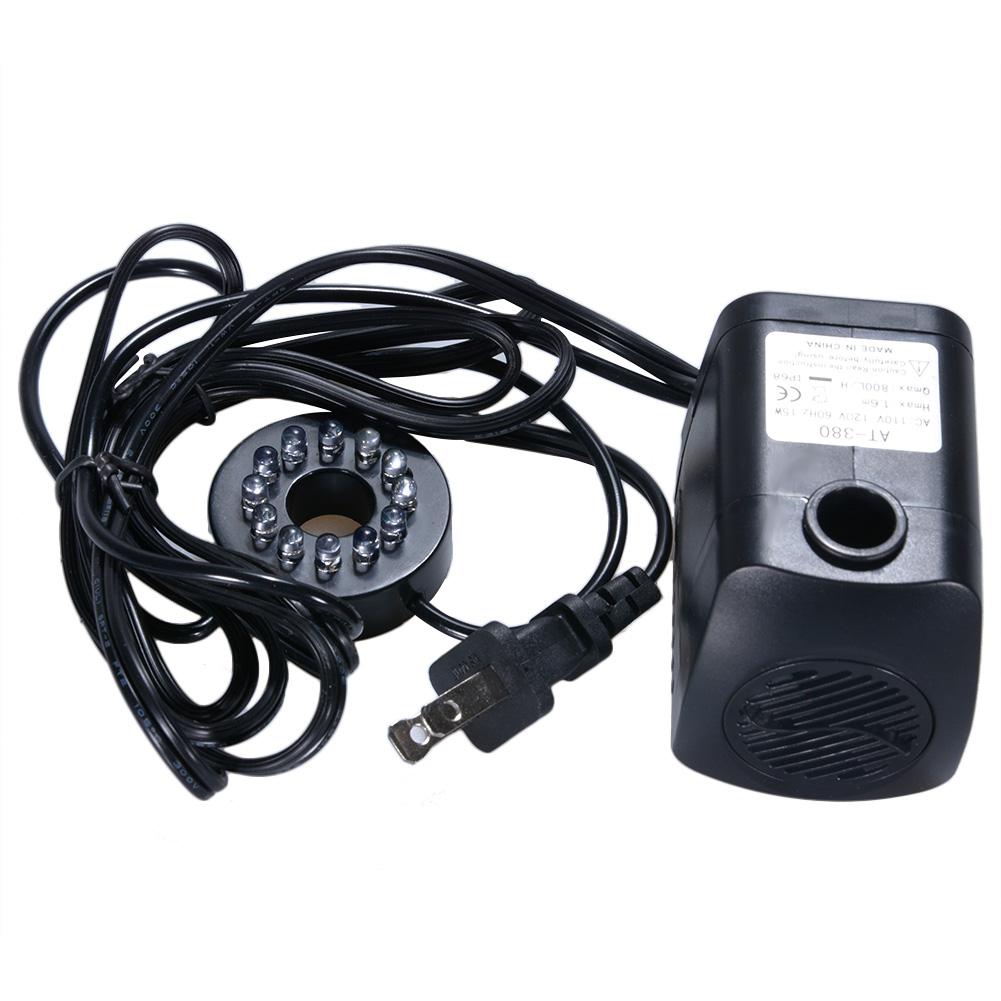 800l/h 110-240v 60hz vand springvandspumpe med led lys til akvarier fiskedam springvand vandfaldspumpe eu us uk stik: Os stik